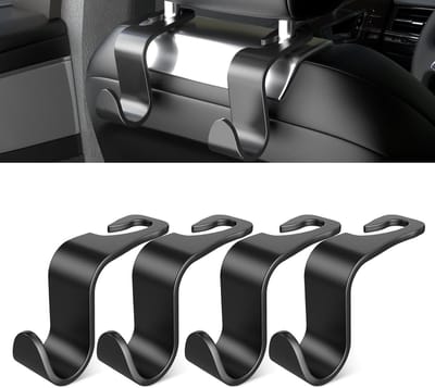 Seat Back Hook, Auto Hoofdsteun Haak, Auto Accessoires voor Interieur, 4 Pack Plastic Zwarte Haak, Geschikt voor Handtassen, Boodschappentassen, Kleding, Draagbare Gereedschapskist