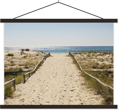 Posterhanger incl. Poster 150x113 cm - Schoolplaat - Zee - Zand - Australië - Textielposter - Zwarte latten