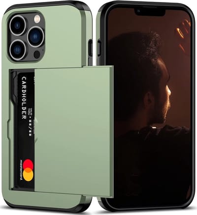 Mobiq pashouder hoesje geschikt voor iPhone 13 Pro Max | vakje voor pasjes groen