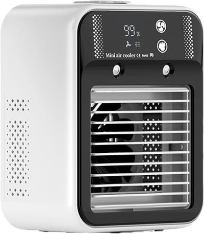 Draagbare Airco Ventilator - Persoonlijke Koeler - Werkplek Kamperen - Digitaal Display 2 Snelheden - 6.46x4.65x8.43 Inches