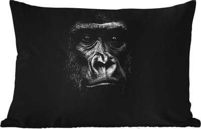 Buitenkussens - Tuin - Gorilla - Zwart - Wit - Dieren - Portret - 50x30 cm