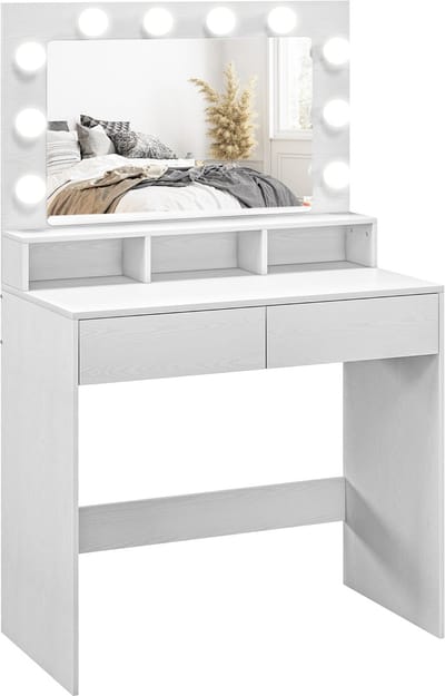 HOMCOM Kaptafel Spaanplaat, glas 80L x 40B x 135H cm Wit