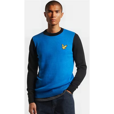 Lyle & Scott Block Marl Crew Neck Bright Blue Marl/jet Black Taglia: XS | Maglioni a maglia Outlet | Uomo | Blu