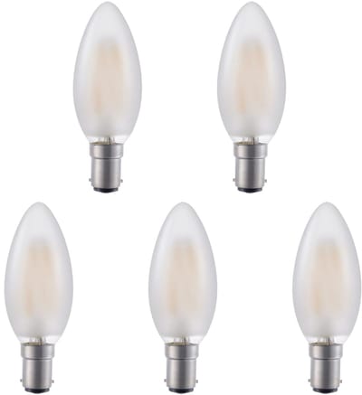 SPL Ba15d LED Lamp 4W Dimbaar - CRI 93 - Extra Warm Wit - Melkglas - LED Filament Kaars C35 - Vervangt 30W Halogeen Gloeilamp - 5 Stuks - 230V - 320lm - 2500K - melkglas/mat - premium lamp
