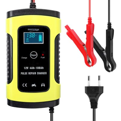 12V6A Volautomatisch oplaadapparaat voor auto-accu Intelligente opladers Pulsreparatie EU Plug geel