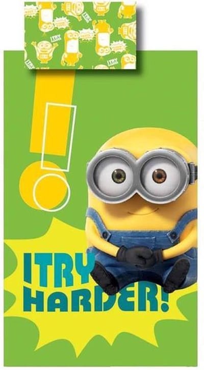 Minions I Try Harder - Dekbedovertrek - Eenpersoons - 140x200 cm - Groen
