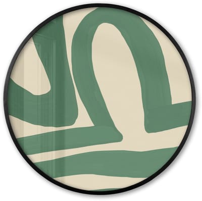 Poster in lijst Rond - Fotolijst 60x60 cm - Posters - Groen - Kunst - Abstract - Ronde posterlijst zwart - Decoratie - Wanddecoratie woonkamer - Muurdecoratie slaapkamer
