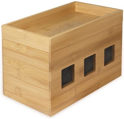 Famanu – Kabelbox medium - 255 x 140 x 165 mm - bamboe - duurzame opbergbox - beschermt kabels en accessoires - eenvoudig te openen en schoon te maken