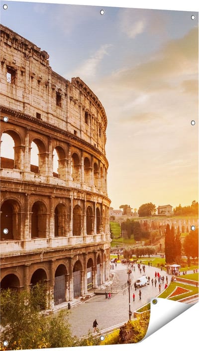 Gards Tuinposter Colosseum bij Zonsondergang in Ital�e - 80x120 cm - Tuindoek - Tuindecoratie - Wanddecoratie buiten - Tuinschilderij