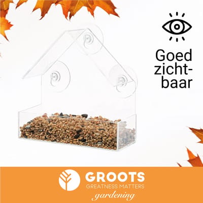 Groots Hangend Vogelhuisje – Hangend aan het Raam, met Zuignap – Doorzichtig Raamvoederbakje – Vogelhuisjes