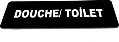 Deurbordje met tekst Douche / toilet - 150 x 50 mm (incl. dubbelzijdige tape) - zwart / wit | Geborstelde RVS-look toplaag | Gratis Verzending