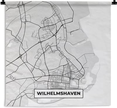 Wandkleed - Wanddoek - Stadskaart - Duitsland - Plattegrond - Wilhelmshaven - Kaart - 180x180 cm - Wandtapijt