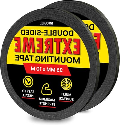 25mm Dubbelzijdige Sterke Zelfklevende Montage Tape [2 Pack] voor Binnen Montage Decoratie DIY Ambachten Thuis Kantoor Tapijtreparatie - 10m Rol - Brede Lijmstrip