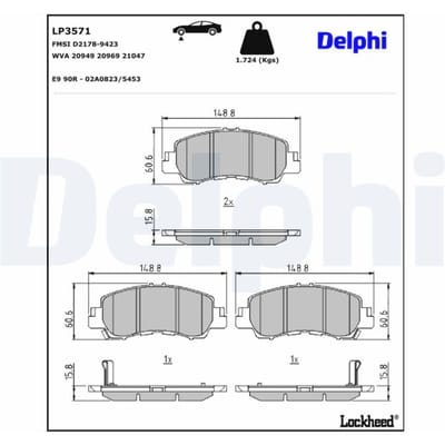Remblokset DELPHI LP3571, voor