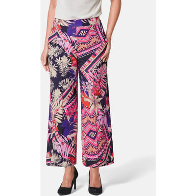 Comfortabel elastische culotte VERA met print - pink / gedess. - Gr. 42 van Goldner Fashion