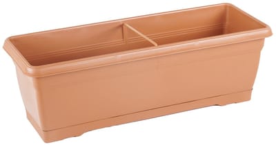 1+1 Bloembak met wateropvang - vaste waterschaal - terra cotta - Balkonbak - 52cm Plantebak - Kruidenbak