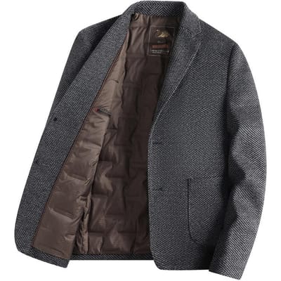 Herfst en Winter Handgemaakt Dubbelzijdig Wollen Pak Heren Zakelijk Casual Visgraatpatroon Moerbeizijde Schapenwol Lichte Luxe Enkel Pak Jas 4XL grijs