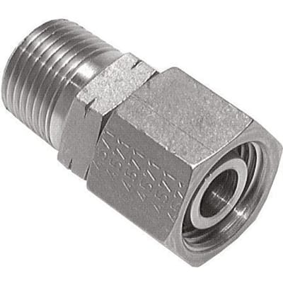 14S & 1/2'' NPT RVS Rechte Draaidoorvoer Buitendraad 630bar Verstelbaar ISO 8434-1