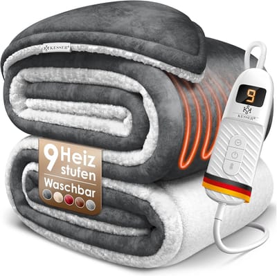 Elektrische deken Sherpa Fleece Dubbelzijdig Verwarmd met Timer en 9 Warmtestanden