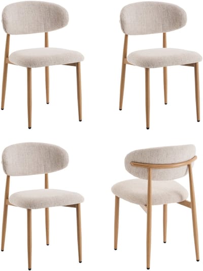 Eetkamerstoelen Celia Beige Naturel Santi Set van 4