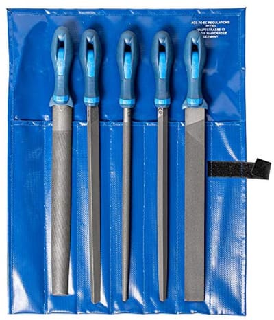Werkplaatsvijlset met 5 vijlen in pvc-roltas voor universeel gebruik