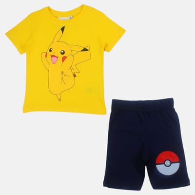 Pokémon Pikachu Pyjama Shortama Jongens – 100% Katoen – Geel – Maat 128