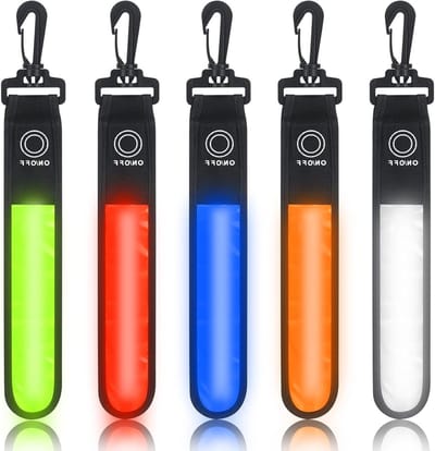Pack van 5 LED Flitslichten voor Veiligheid, Schooltas, 3 Verlichtingsmodi, Reflecterende Strip voor Hardlopen, Bergwandelen en Fietsen