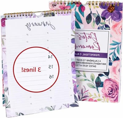 Bloemen Kalender - Datum Planner - Belangrijke Data - Eeuwigdurend Ontwerp - 8.5x11 Inch - Multicolor