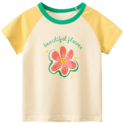 Nieuwe Zomer Kinderkleding, Meisjes T-shirts met Korte Mouwen, Kinderen Halve Mouwen 140cm beige