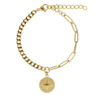 My Bendel - Trendy Goudkleurige Armband met Ster Hanger - Stainless Steel - met Luxe Cadeauverpakking | Sieraden Voor Dames