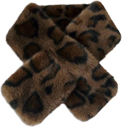 Faux Fur Sjaal met Luipaardprint voor Dames - Zachte en Fluffy Winter Sjaal, Warm Halsdek voor Koude Dagen en Feestdagen
