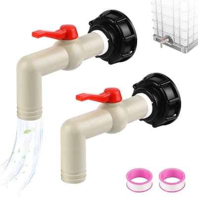 IBC Drain Tap - IBC - Tank Accessoires - Water Tank - S60 x 6 - Grof Draad - IBC Adapter - Kogelklep - 1 Inch met Uitloop 32mm - Tank Afvoer Tap - IBC Afsluitklep voor IBC Container - Water Tank