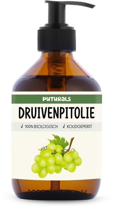 Puturals Druivenpitolie 100% Biologisch - 300ml - Koudgeperst en Puur - Druivenpitolie voor Haar en Huid