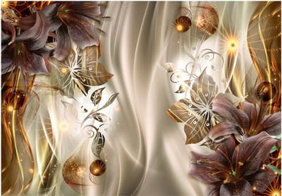 Fotobehangkoning - Behang - Vliesbehang - Fotobehang - Amber Land - Luxe Bloemen Kunst - 150 x 105 cm