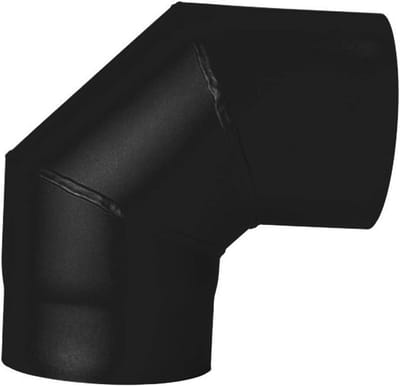 Kachelpijp 150mm 2mm Zwart 90 Graden Bocht zonder Deur - Zichtbaar Rookkanaal