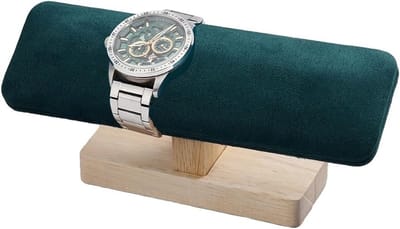 Houten Horloge Display Stand met Groene Fluwelen T-Bar voor Sieraden, Armbanden en Anklets, Perfect voor Thuis of Winkelgebruik