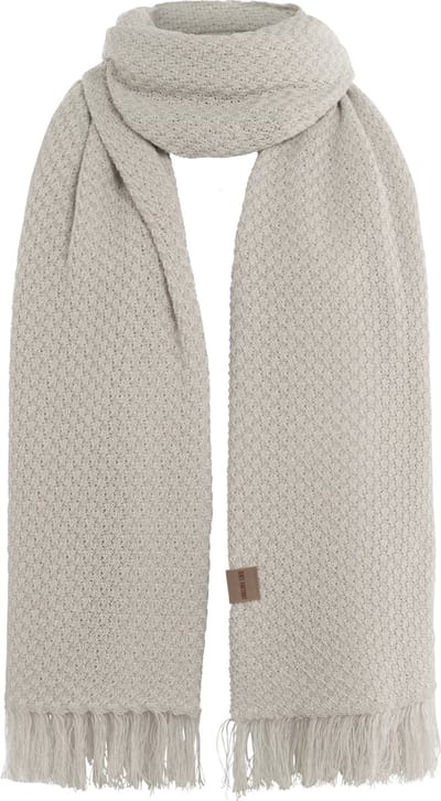 Knit Factory Astre Sjaal Dames - Katoenen sjaal - Langwerpige sjaal - Wit/grijze zomersjaal - Dames sjaal - Blok motief - Bright Grey/Off White - 200x90 cm - XXL Sjaal - 50% katoen/50% acryl