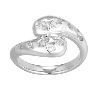 Cavill - Verstelbare Damesring - 925 Sterling Zilver Gerhodineerd - Nigeriaanse Zirkonia Marquise 0,211 ct - Elegante Pavé Zirkonia Sieraden