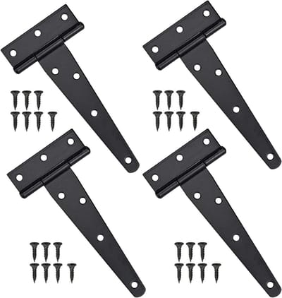 Dailygoods - Zwarte Roestvrije T-Vormige Scharnieren - 4 Stuks voor Poorten en Hekken