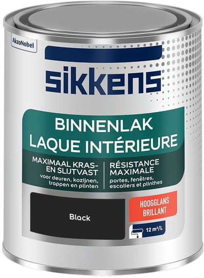 Sikkens - Binnenlak Hoogglans - Zwart - Mengverf - 750 Ml