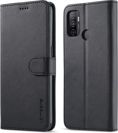 LC.IMEEKE Hoesje - Geschikt voor OPPO A53 / A53s Hoesje - LC.IMEEKE Luxe Book Case - Zwart