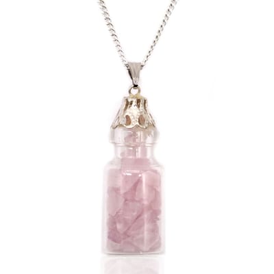 Flesvormige edelstenen ketting - Rozenkwarts