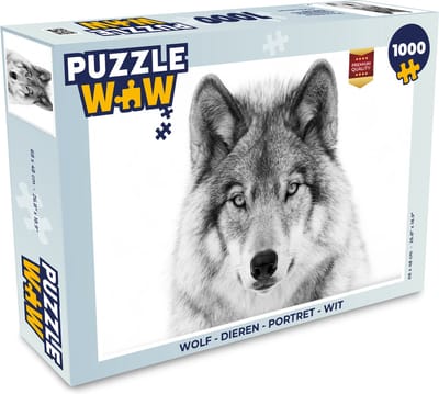 Puzzel Wolf - Dieren - Portret - Wit - Legpuzzel - Puzzel 1000 stukjes volwassenen