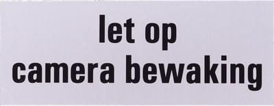 Aluminium deurbordje tekst: let op camera bewaking | 5 jaar garantie | Zelfklevend | 130x50x0,5 mm
