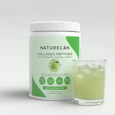 Naturecan Collageen Poeder - Appel - 300 g - Gehydrolyseerde Collageen Peptiden met Vitamine C - 12,2 g per portie - Type I & III Rundercollageen - VERISOL®, FORTIGEL® & TENDOFORTE®
