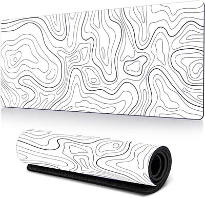 Muismat, XXL, gaming, 850 x 390 mm, groot, genaaide randen, antislip bureauonderlegger voor PC, meer precisie, wit | Gaming muismat, grote gestikte randen, antislip bureauonderlegger voor pc, verbetert precisie, wit