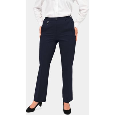 Trevira scheerwollen broek met elastische band - marine - Gr. 38 van Goldner Fashion