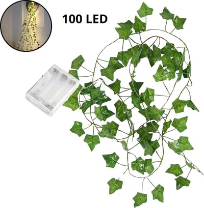 Livano Klimop Slinger - Met Led Lichtjes - Met Lichtjes - Klimop Kunstplant - Plant Slinger - Hangplant Kunstplanten - Fairy Lights - String Lights - Bedroom - Nep Klimop - 10M 100 Leds