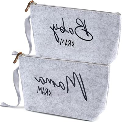 Kosmetische tasjes voor babyverzorging – Vilten tasje met ritssluiting als cadeau bij de geboorte, pasgeborene, babyborrel, zwangere vrouwen. Cadeau idee, praktisch en stijlvol accessoire.