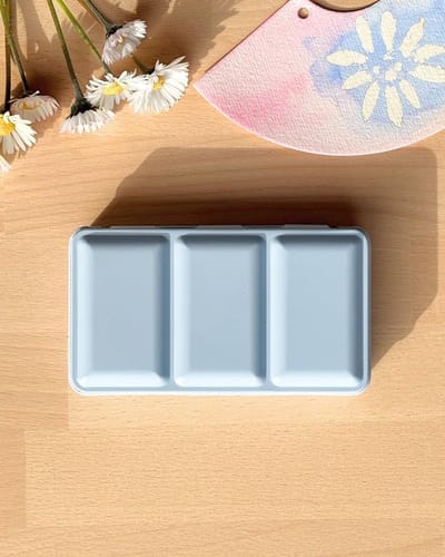 Aquarel Doos - Lege Verfbakjes - Schilderen Onderweg - Met Mengpalet - 12 Halve Bakken - Sky Blue